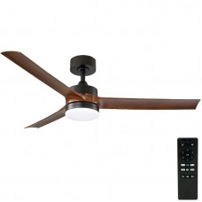 Ανεμιστήρας Οροφής LED CCT 3200lm 35W Με 3 Πτερύγια Remote Control Μαύρο-Καρυδιά